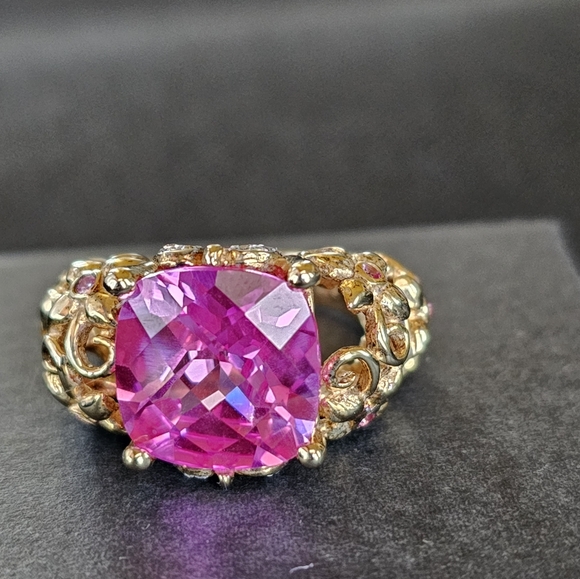 Vintage Technibond Pink Sapphire 💗 14k over Sterling Silver Sz 6! ✨️ - Picture 10 of 15